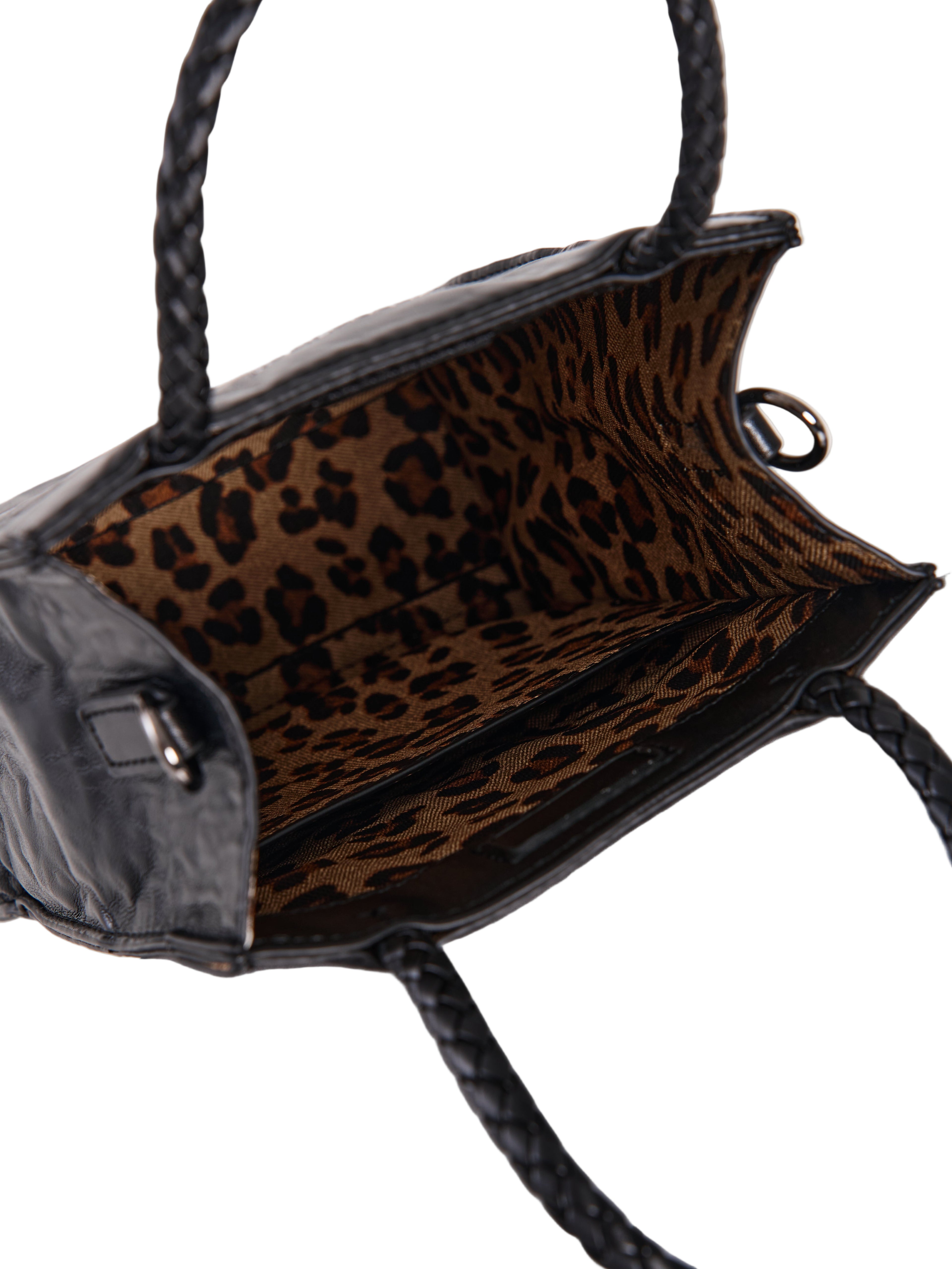 MIROSHNIKOV Mini Shopper — Black 1 / Leopard Interior