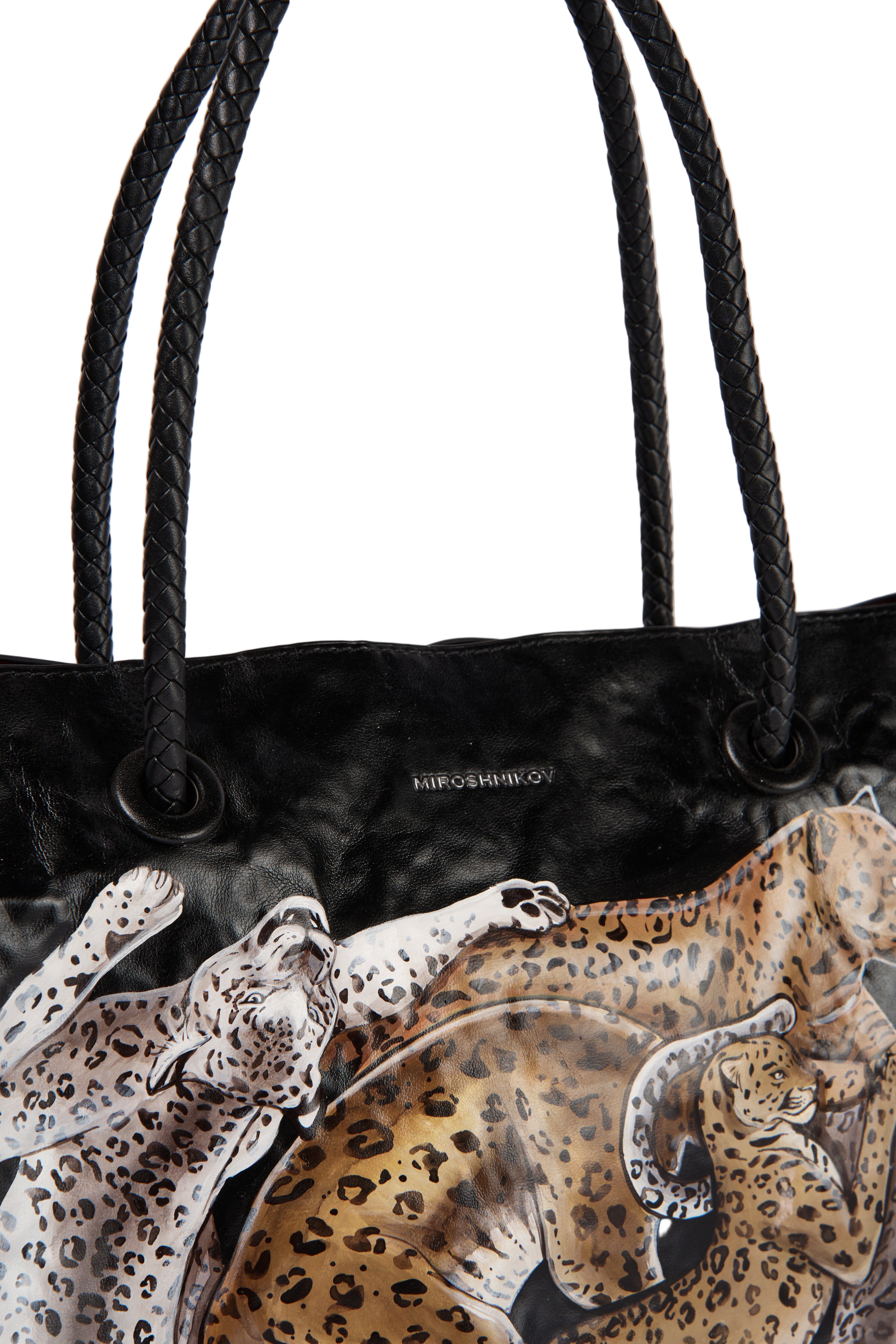 MIROSHNIKOV Large Shopper — Black 3/ Leopard Print