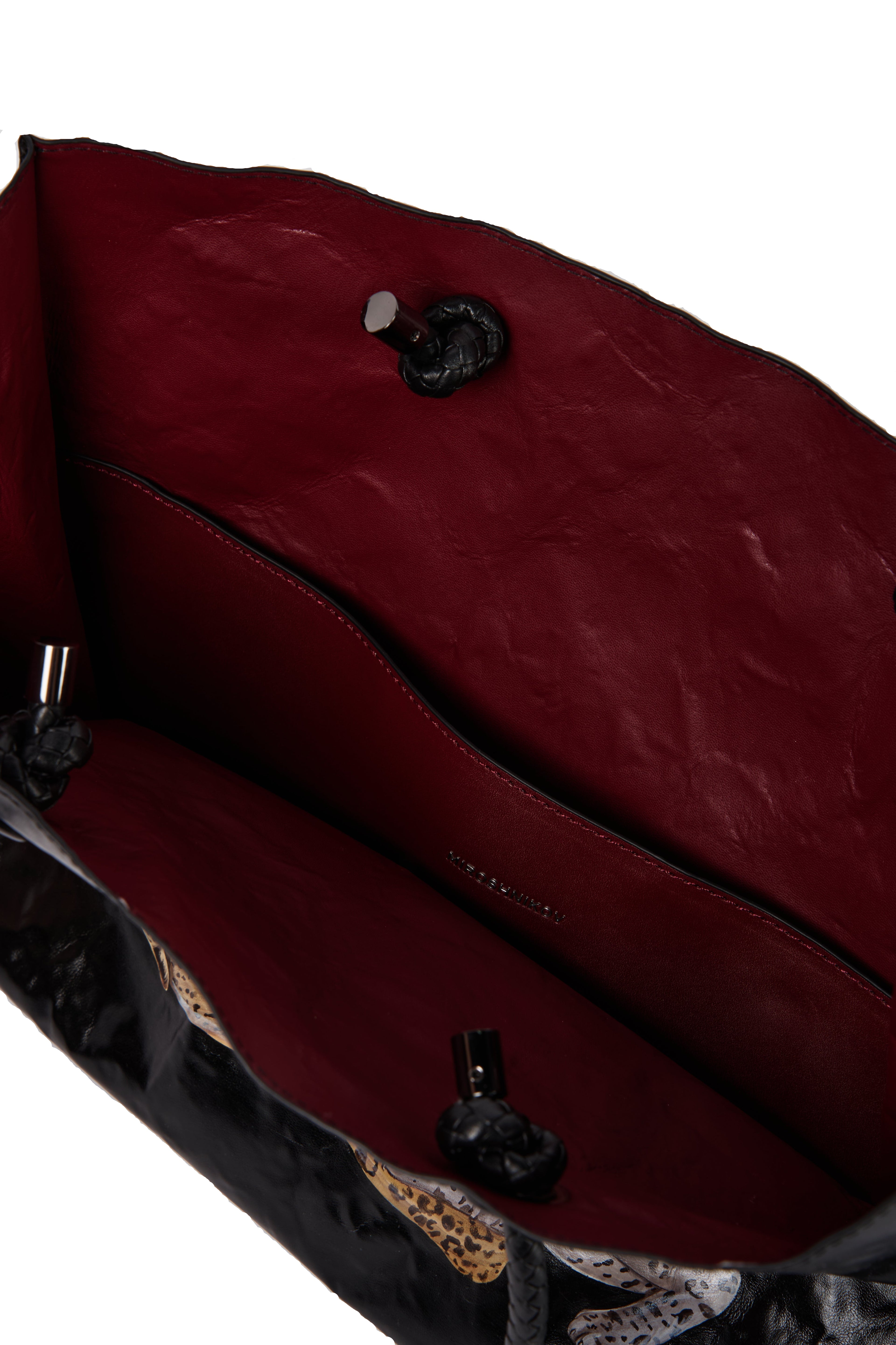 MIROSHNIKOV Large Shopper — Black 3/ Leopard Print