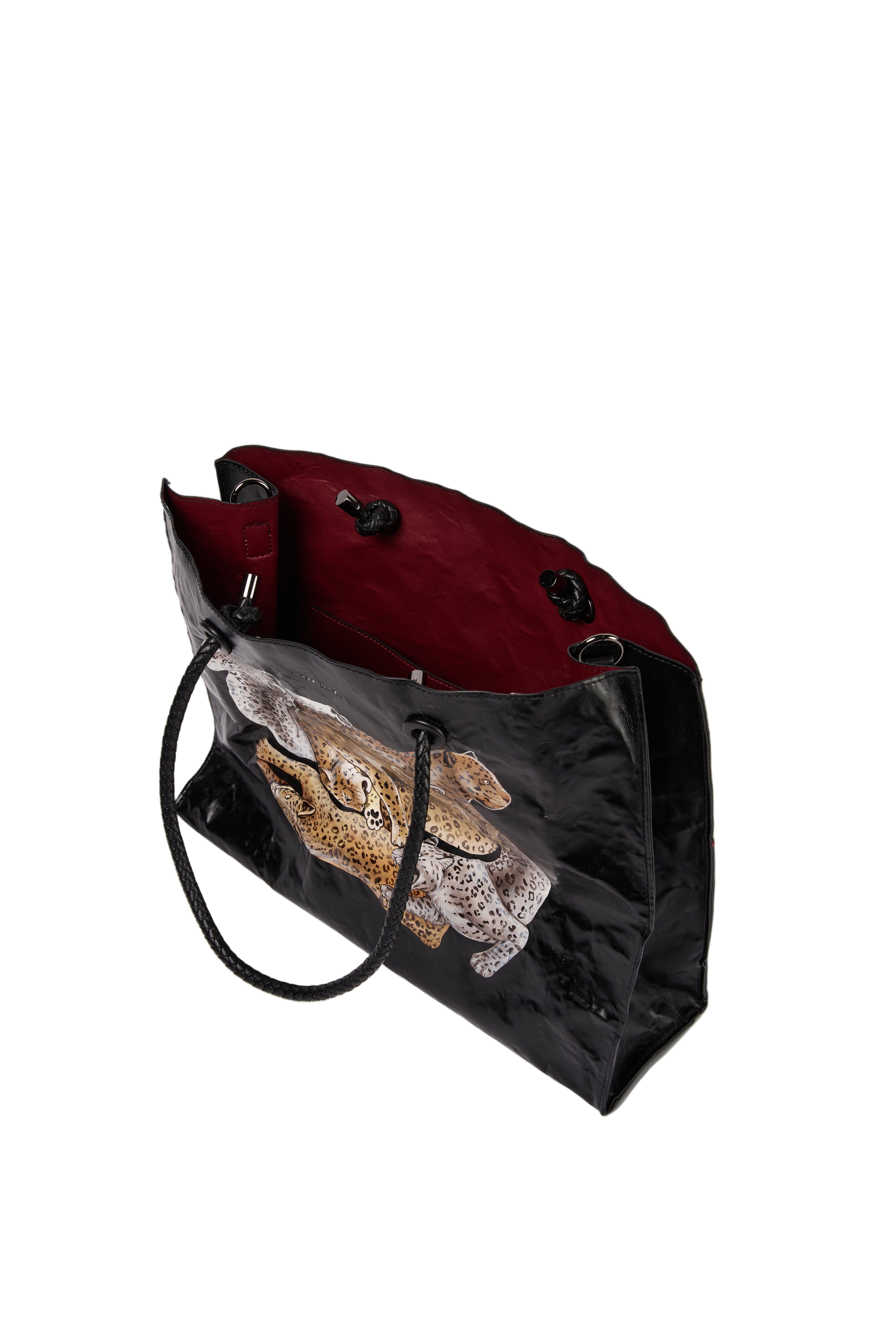 MIROSHNIKOV Large Shopper — Black 3/ Leopard Print