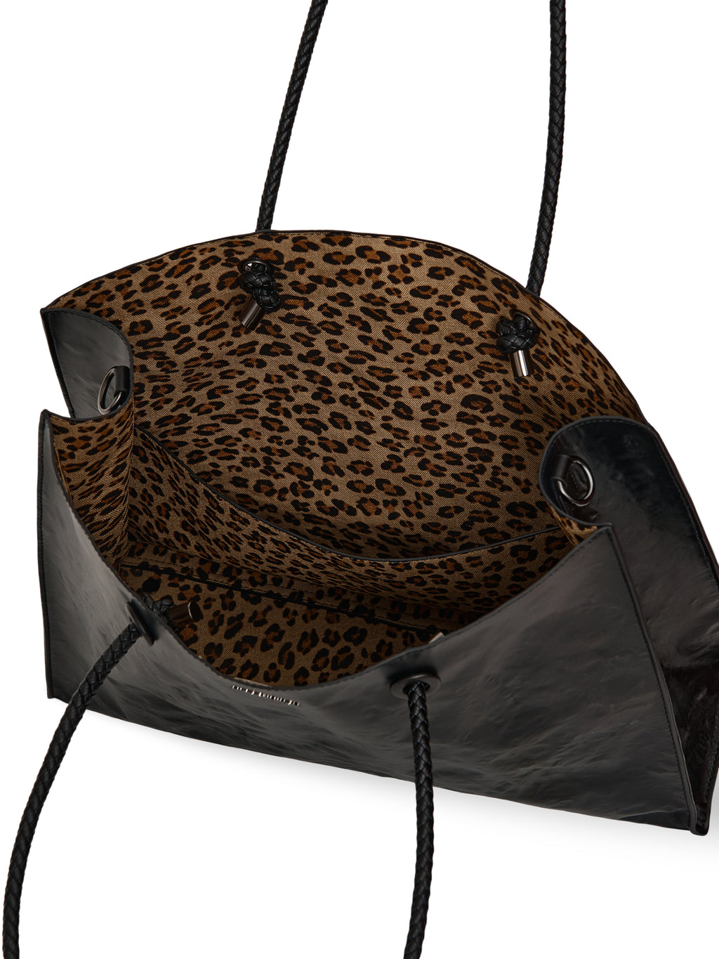 Large Shopper — Black - Leopard Interior