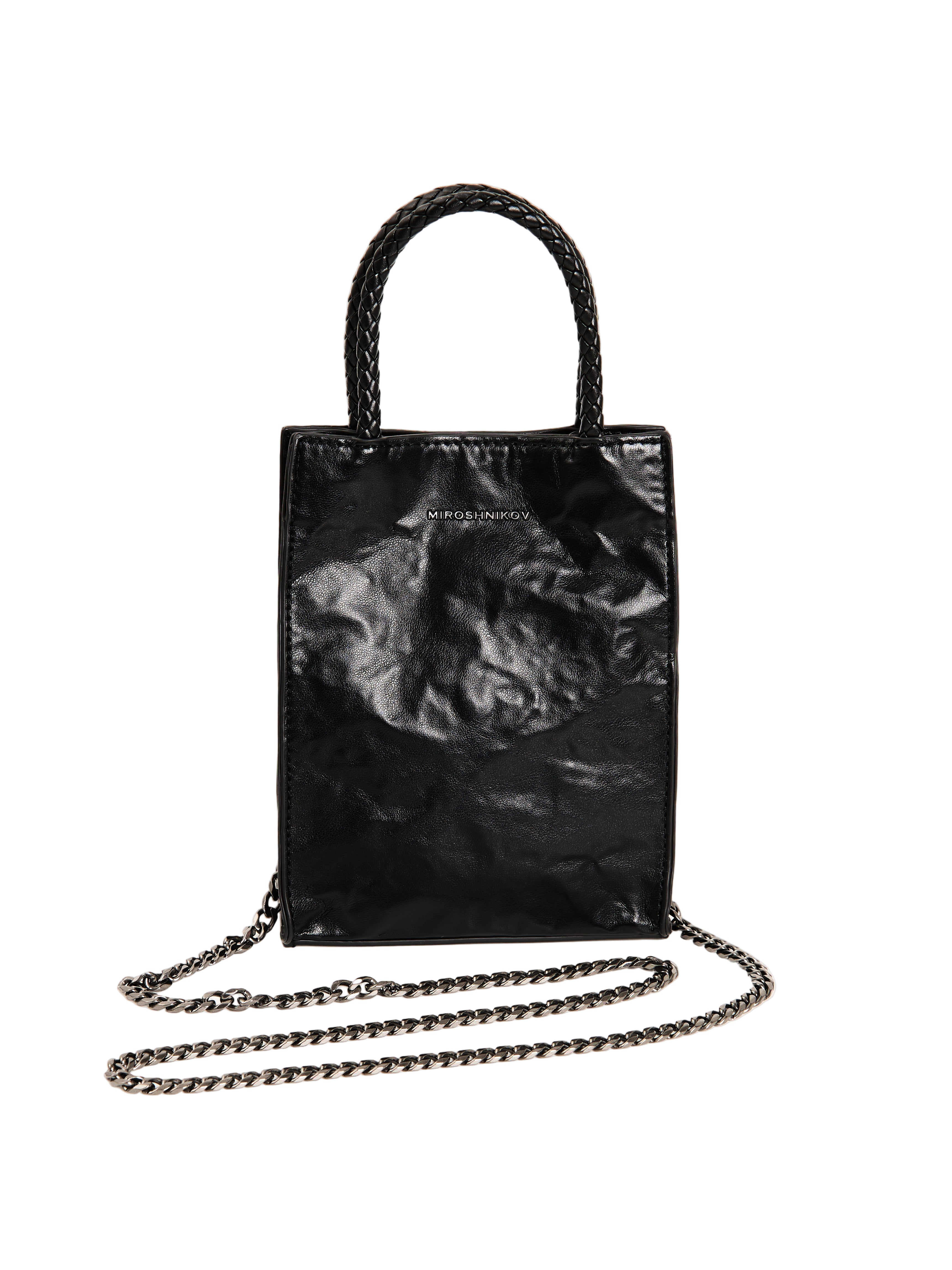 MIROSHNIKOV Mini Shopper — Black 1 / Leopard Interior