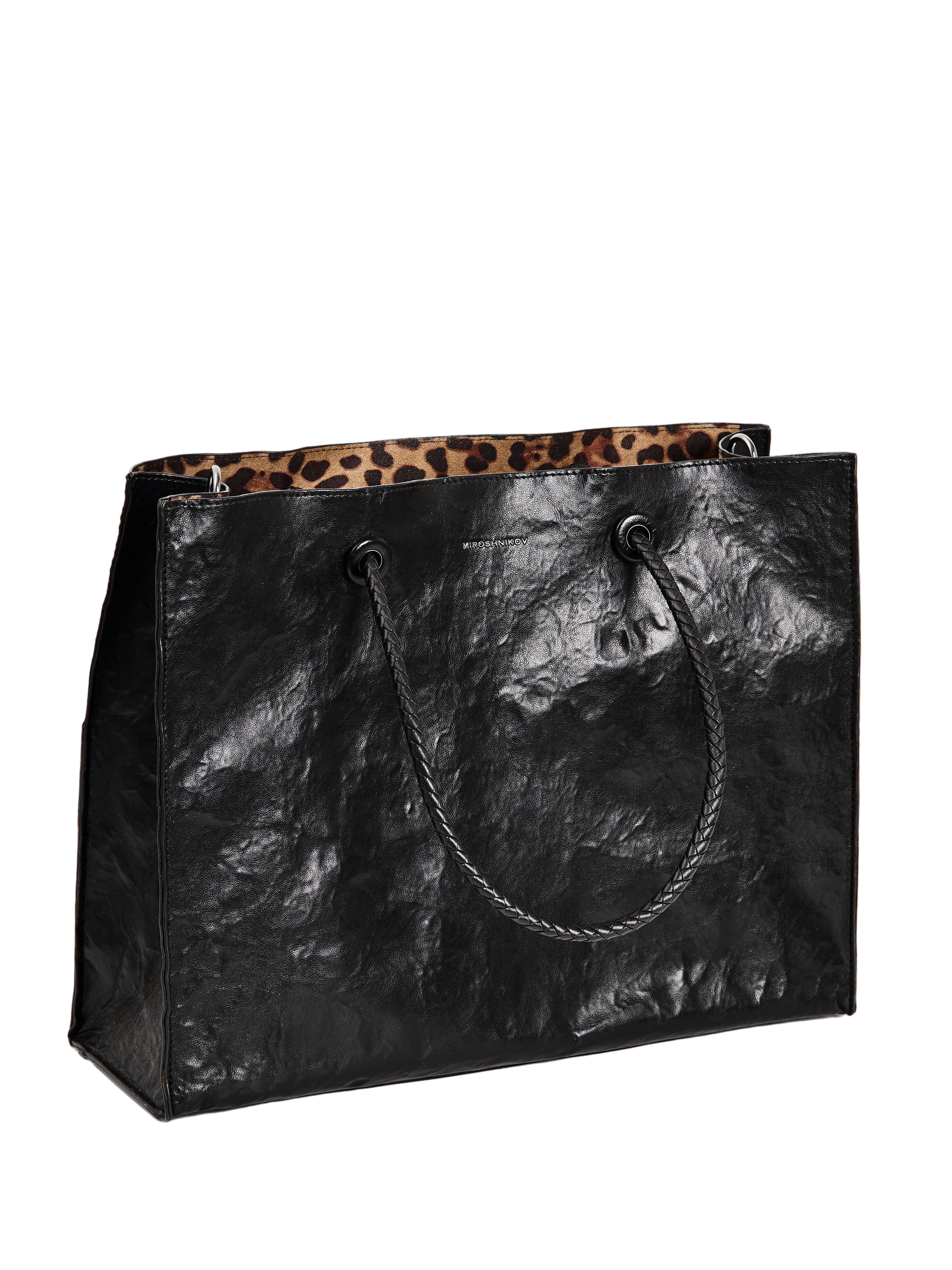 MIROSHNIKOV Large Shopper — Black 2 / Leopard Interior