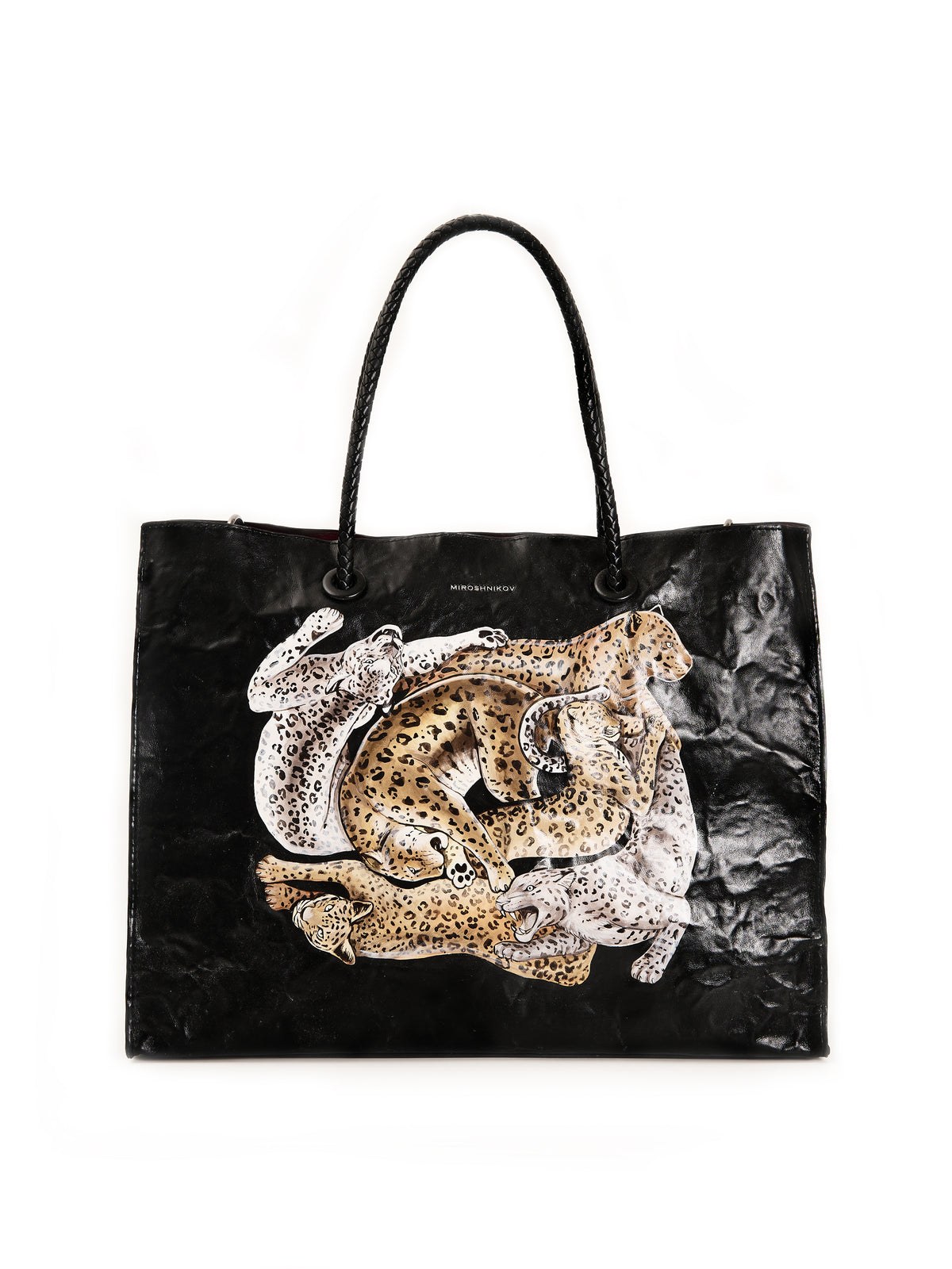 Large Shopper – Black × Leopard Print